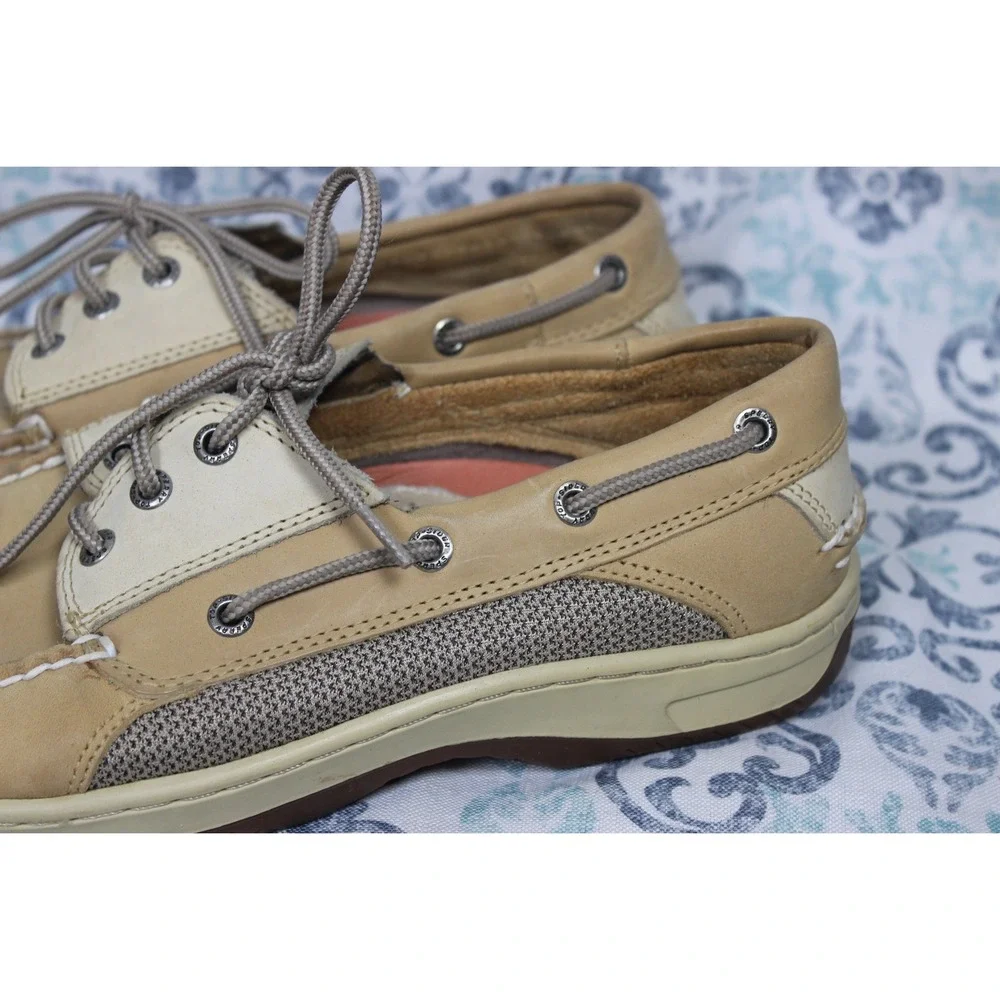 Sperry Top Sider Mens 10M Tan Leather‎ Lace Up Boat Shoes